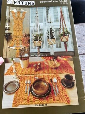 4/$50 Patons Beehive Book No. 413 Crochet Pattern Booklet - Orange Accents